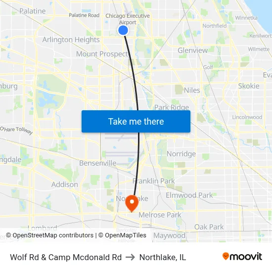 Wolf Rd & Camp Mcdonald Rd to Northlake, IL map