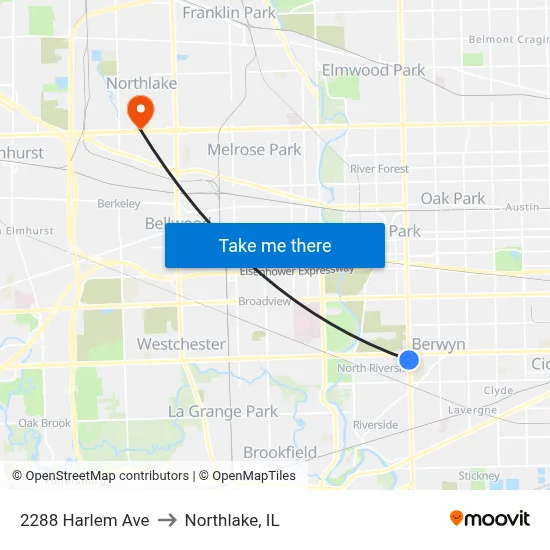 2288 Harlem Ave to Northlake, IL map