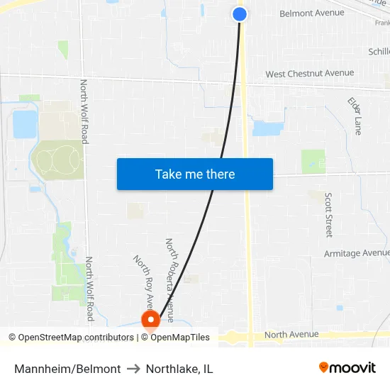 Mannheim/Belmont to Northlake, IL map