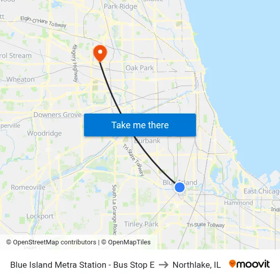 Blue Island Metra Station - Bus Stop E to Northlake, IL map