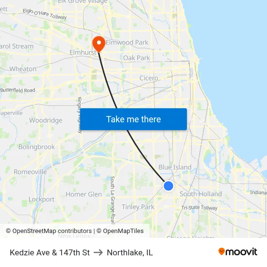 Kedzie Ave & 147th St to Northlake, IL map