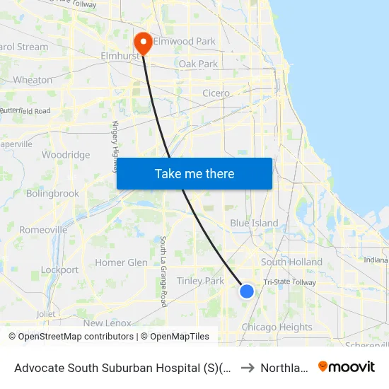 Advocate South Suburban Hospital (S)(17800 Kedzie) to Northlake, IL map