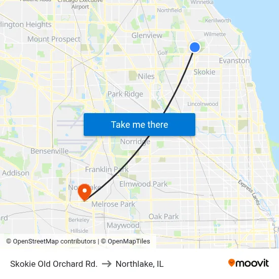 Skokie Old Orchard Rd. to Northlake, IL map