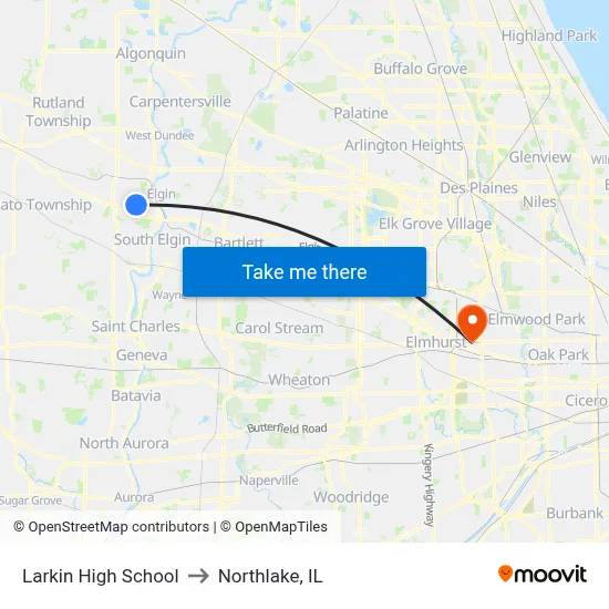 Larkin High School to Northlake, IL map