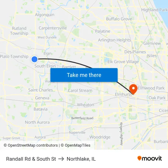 Randall Rd & South St to Northlake, IL map