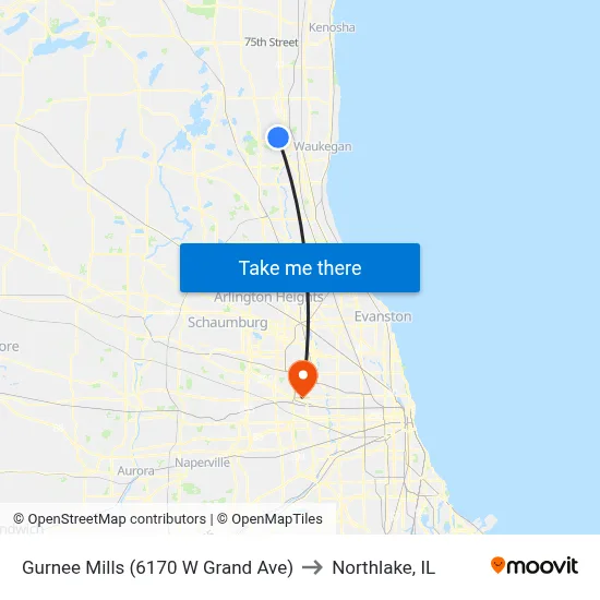 Gurnee Mills (6170 W Grand Ave) to Northlake, IL map