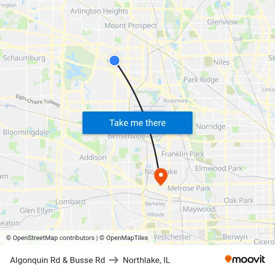 Algonquin Rd & Busse Rd to Northlake, IL map