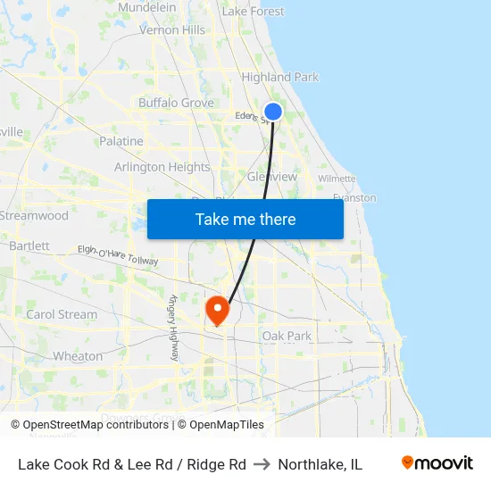 Lake Cook Rd & Lee Rd / Ridge Rd to Northlake, IL map
