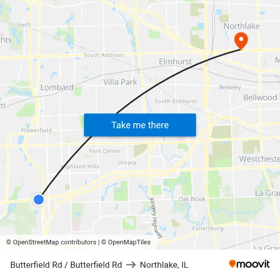 Butterfield Rd / Butterfield Rd to Northlake, IL map