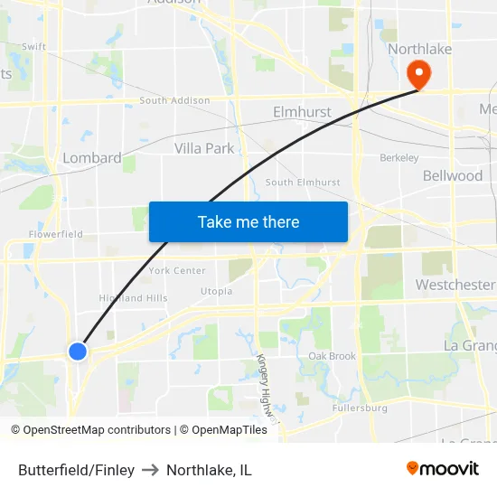 Butterfield/Finley to Northlake, IL map
