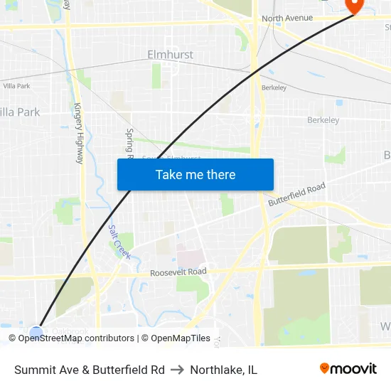 Summit Ave & Butterfield Rd to Northlake, IL map