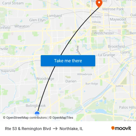 Rte 53 & Remington Blvd to Northlake, IL map