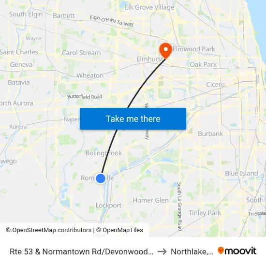 Rte 53 & Normantown Rd/Devonwood Ave to Northlake, IL map
