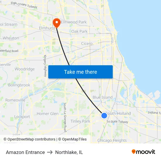 Amazon Entrance to Northlake, IL map