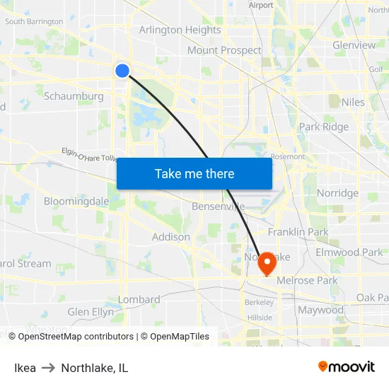 Ikea to Northlake, IL map