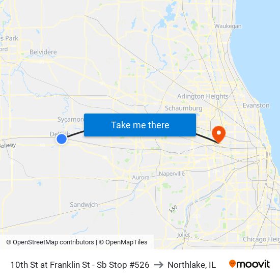 10th St at Franklin St - Sb Stop #526 to Northlake, IL map