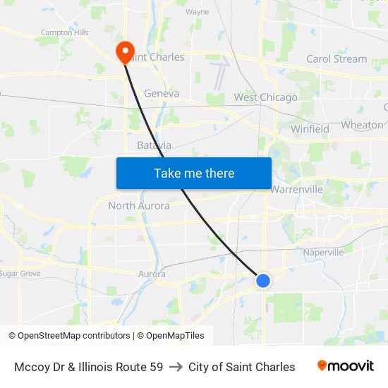 Mccoy Dr & Illinois Route 59 to City of Saint Charles map