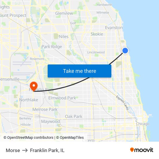 Morse to Franklin Park, IL map