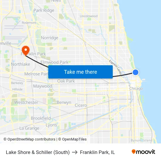 Lake Shore & Schiller (South) to Franklin Park, IL map