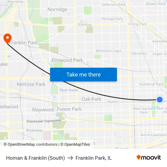 Homan & Franklin (South) to Franklin Park, IL map