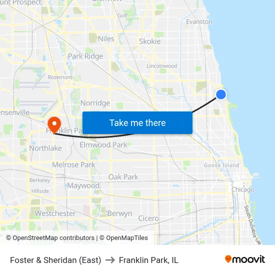 Foster & Sheridan (East) to Franklin Park, IL map