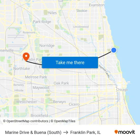 Marine Drive & Buena (South) to Franklin Park, IL map