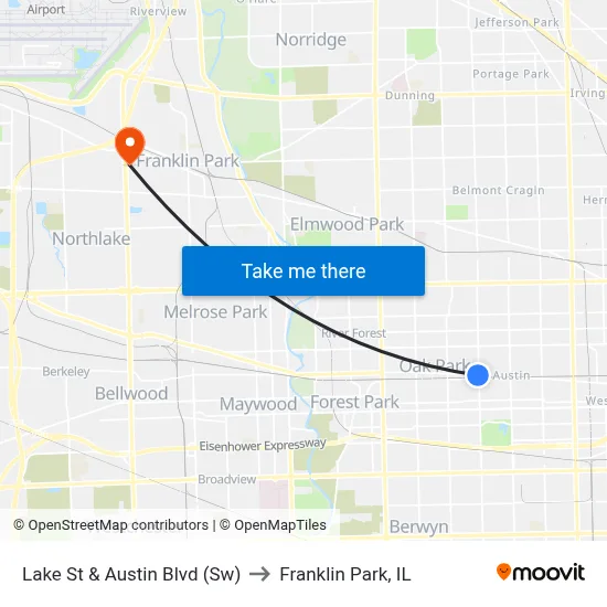Lake St & Austin Blvd (Sw) to Franklin Park, IL map