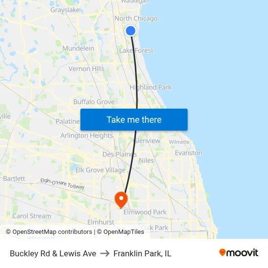 Buckley Rd & Lewis Ave to Franklin Park, IL map