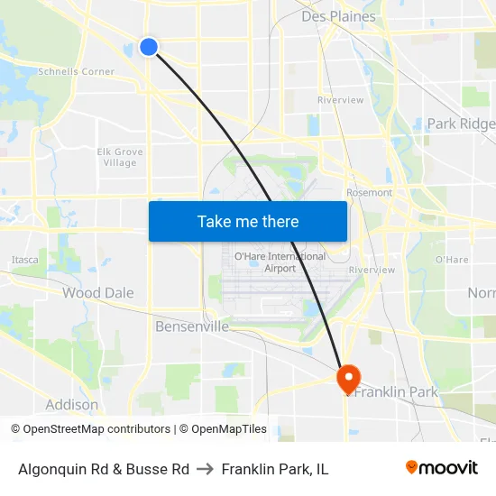 Algonquin Rd & Busse Rd to Franklin Park, IL map
