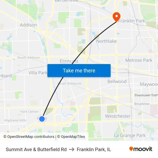 Summit Ave & Butterfield Rd to Franklin Park, IL map