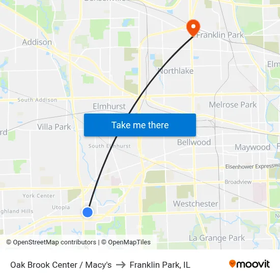 Oak Brook Center / Macy's to Franklin Park, IL map