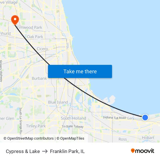 Cypress & Lake to Franklin Park, IL map