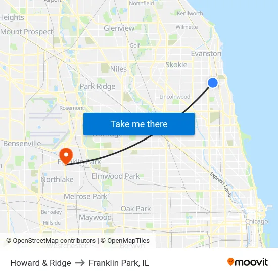 Howard & Ridge to Franklin Park, IL map