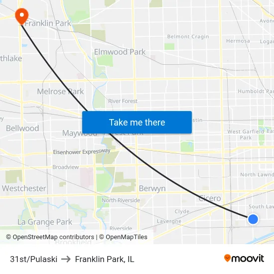 31st/Pulaski to Franklin Park, IL map