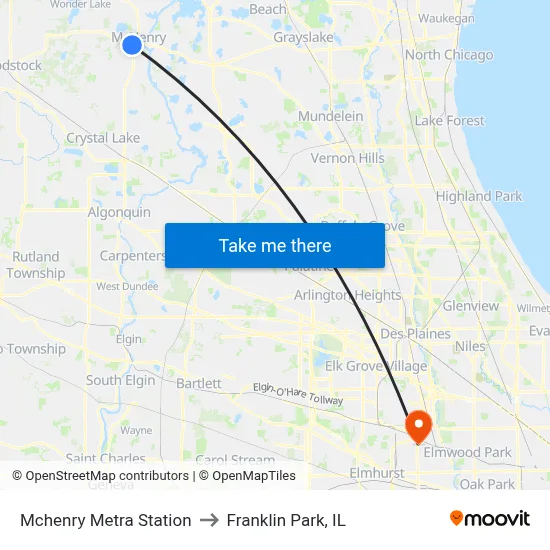 Mchenry Metra Station to Franklin Park, IL map