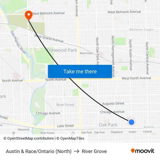 Austin & Race/Ontario (North) to River Grove map