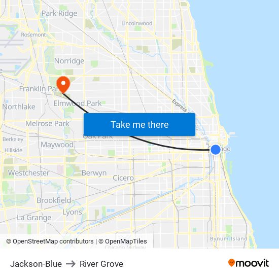 Jackson-Blue to River Grove map