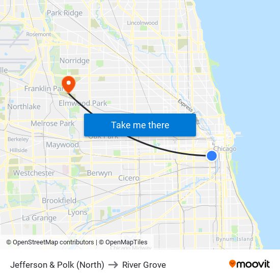 Jefferson & Polk (North) to River Grove map