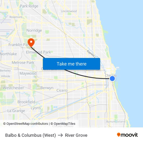 Balbo & Columbus (West) to River Grove map