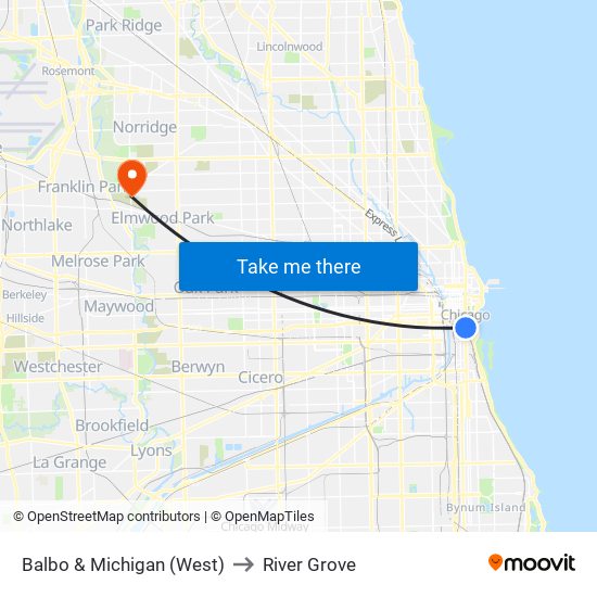 Balbo & Michigan (West) to River Grove map