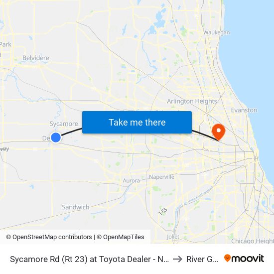 Sycamore Rd (Rt 23) at Toyota Dealer - Nb Stop # 553 to River Grove map