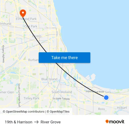 19th & Harrison to River Grove map