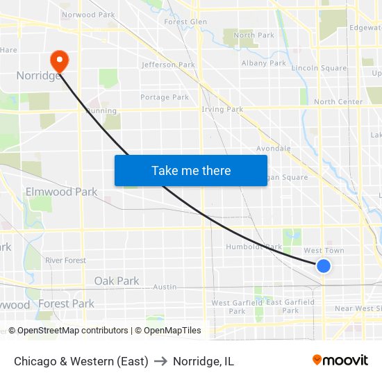 Chicago & Western (East) to Norridge, IL map