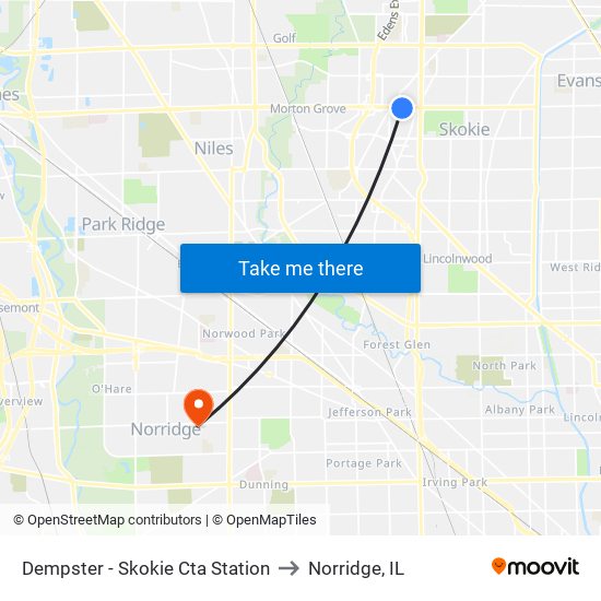 Dempster - Skokie Cta Station to Norridge, IL map