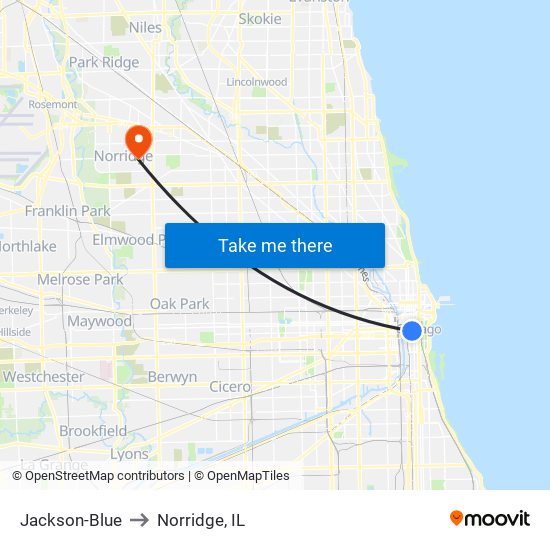 Jackson-Blue to Norridge, IL map