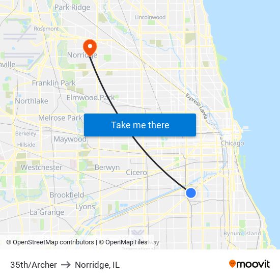 35th/Archer to Norridge, IL map