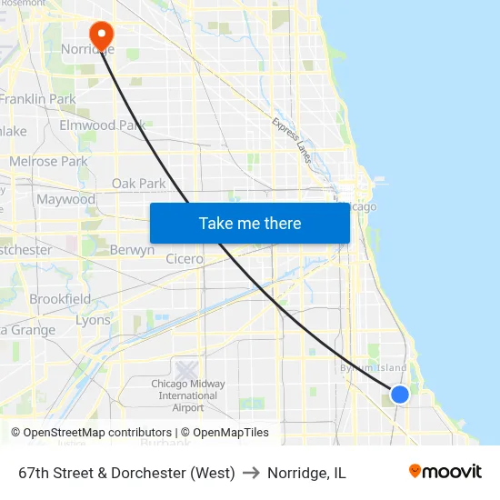 67th Street & Dorchester (West) to Norridge, IL map