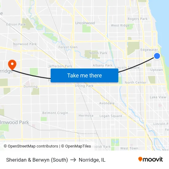 Sheridan & Berwyn (South) to Norridge, IL map