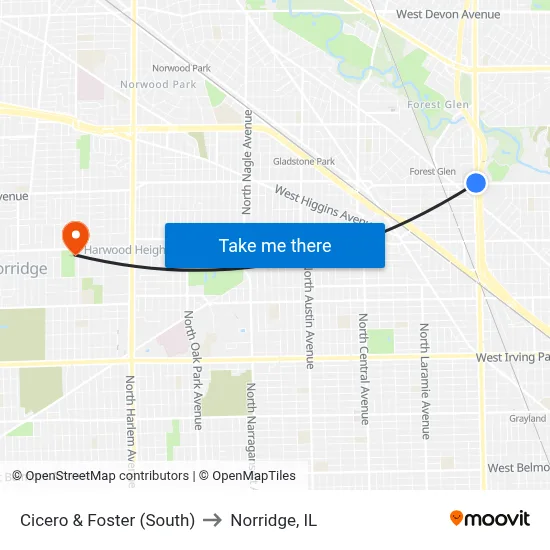 Cicero & Foster (South) to Norridge, IL map