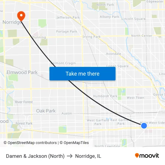 Damen & Jackson (North) to Norridge, IL map